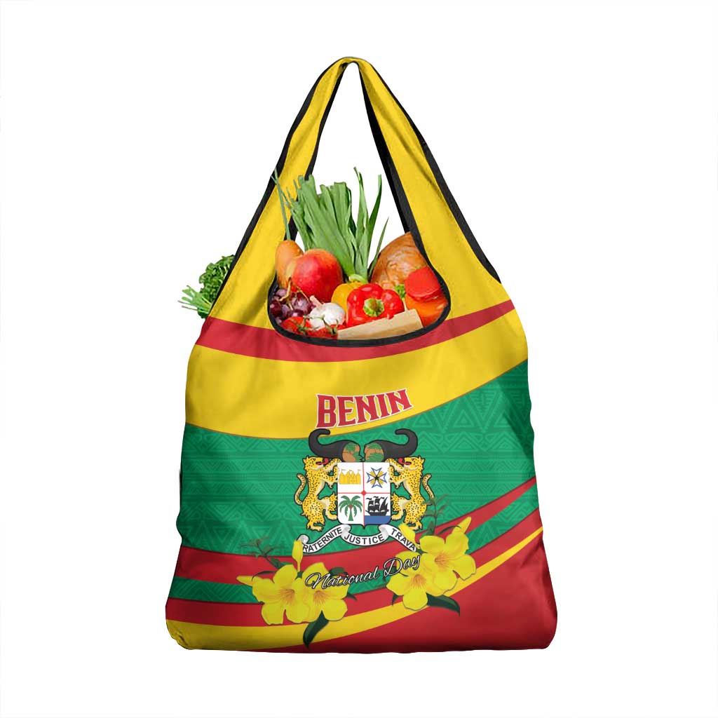 Benin National Day Grocery Bag Coat Of Arms Yellow Allamanda