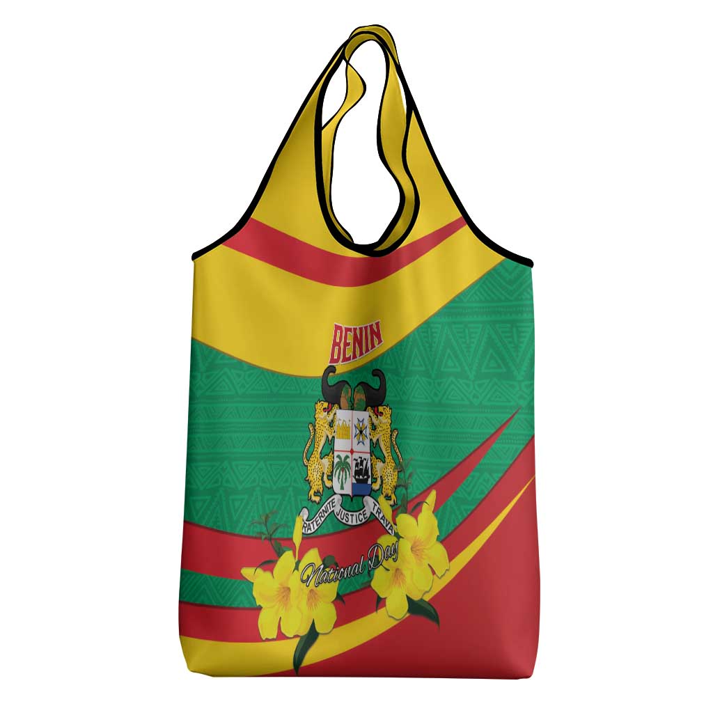 Benin National Day Grocery Bag Coat Of Arms Yellow Allamanda
