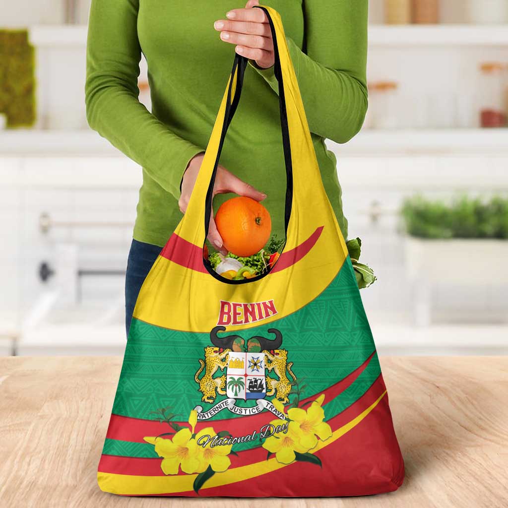 Benin National Day Grocery Bag Coat Of Arms Yellow Allamanda