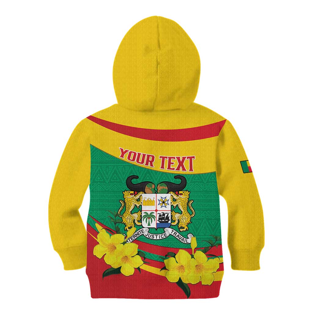 Personalised Benin National Day Kid Hoodie Coat Of Arms Yellow Allamanda