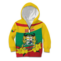 Personalised Benin National Day Kid Hoodie Coat Of Arms Yellow Allamanda