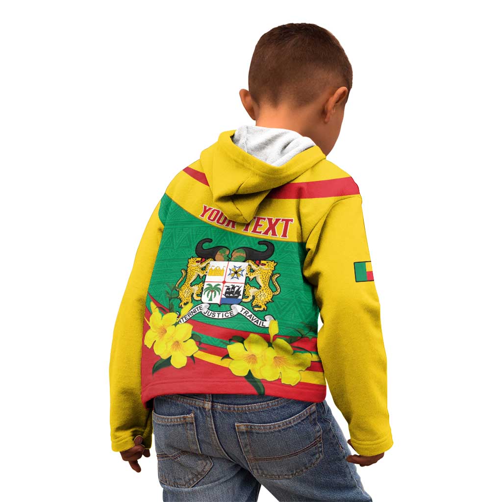 Personalised Benin National Day Kid Hoodie Coat Of Arms Yellow Allamanda