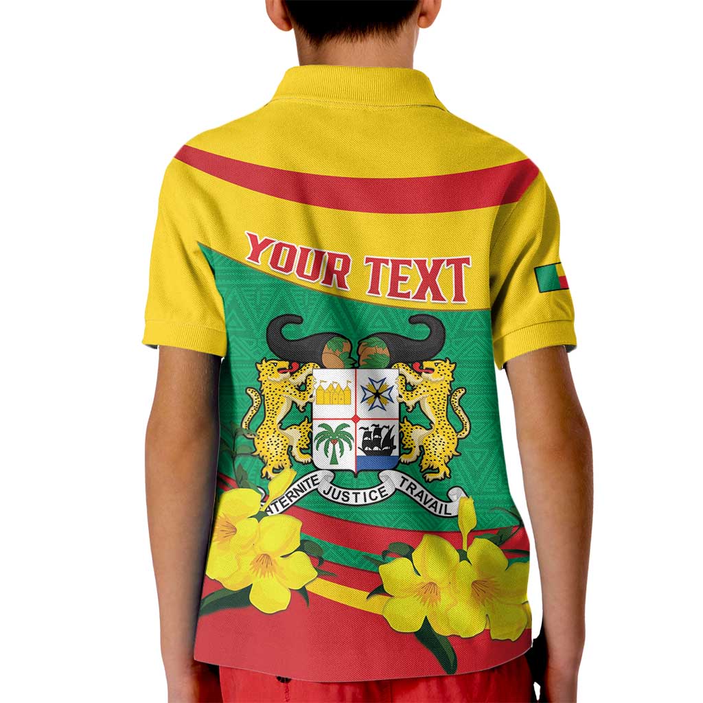 Personalised Benin National Day Kid Polo Shirt Coat Of Arms Yellow Allamanda