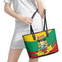 Benin National Day Leather Tote Bag Coat Of Arms Yellow Allamanda