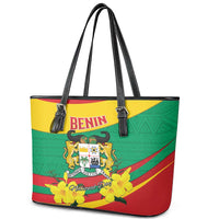 Benin National Day Leather Tote Bag Coat Of Arms Yellow Allamanda