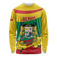 Personalised Benin National Day Long Sleeve Shirt Coat Of Arms Yellow Allamanda