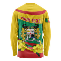 Personalised Benin National Day Long Sleeve Shirt Coat Of Arms Yellow Allamanda