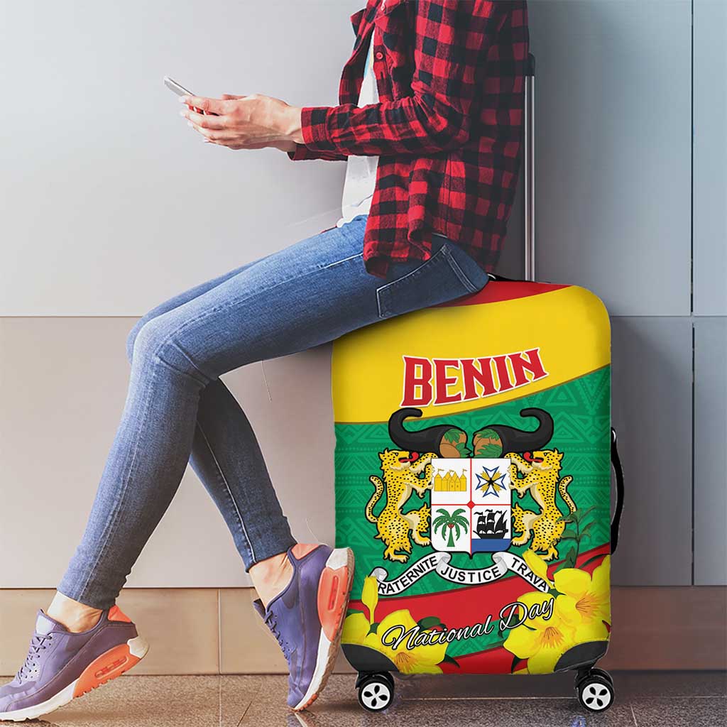 Benin National Day Luggage Cover Coat Of Arms Yellow Allamanda