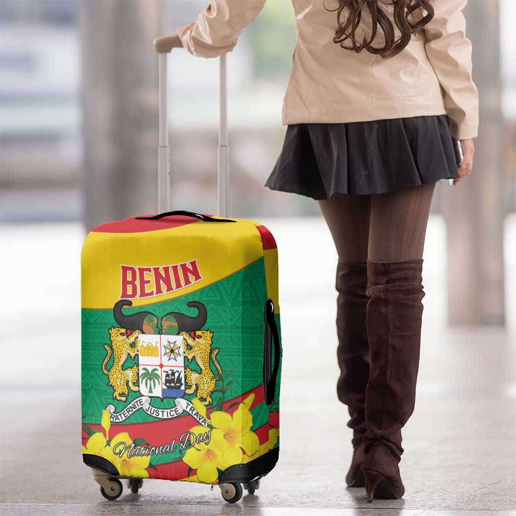 Benin National Day Luggage Cover Coat Of Arms Yellow Allamanda