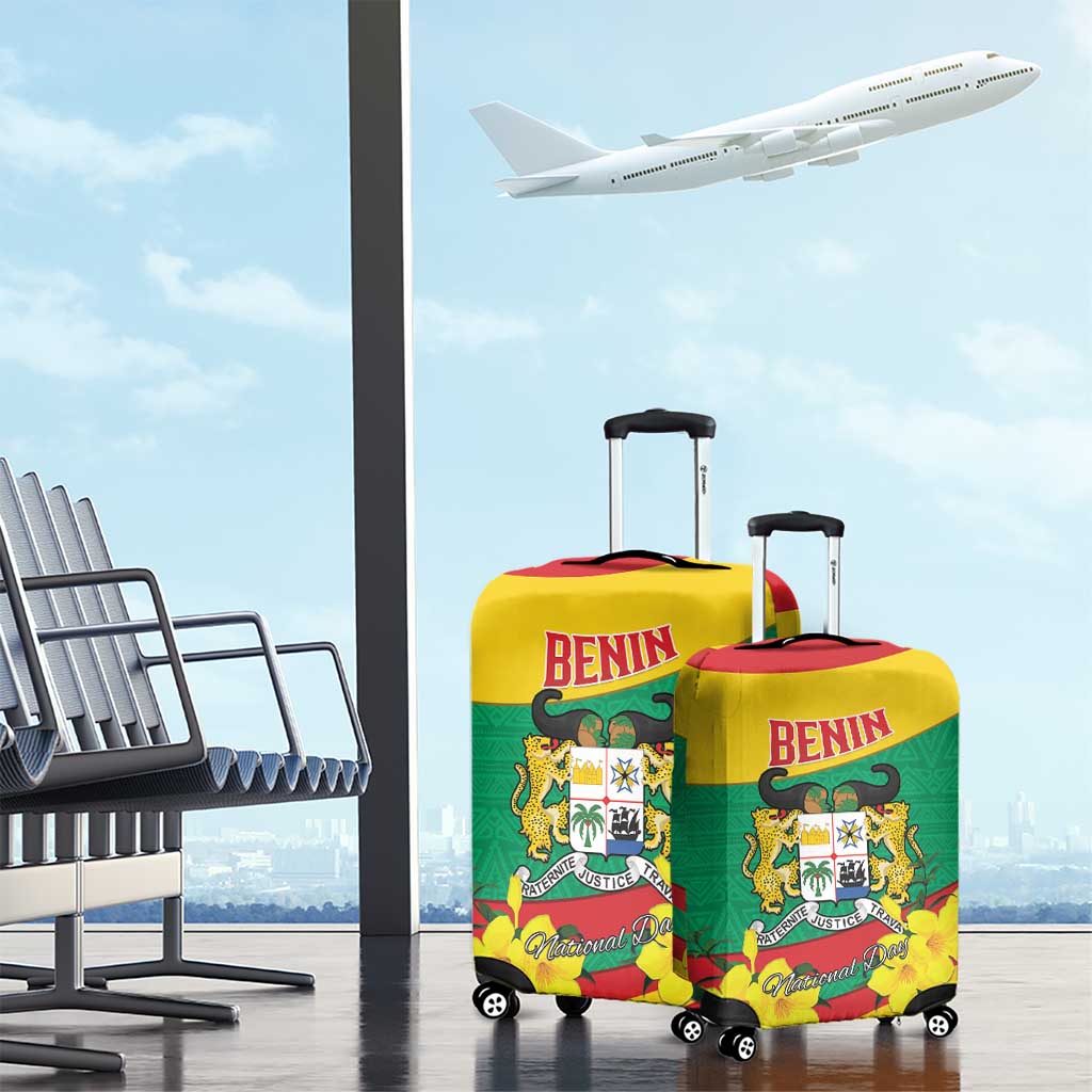 Benin National Day Luggage Cover Coat Of Arms Yellow Allamanda