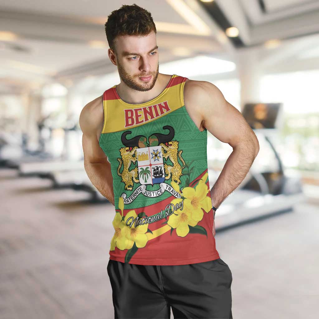 Personalised Benin National Day Men Tank Top Coat Of Arms Yellow Allamanda