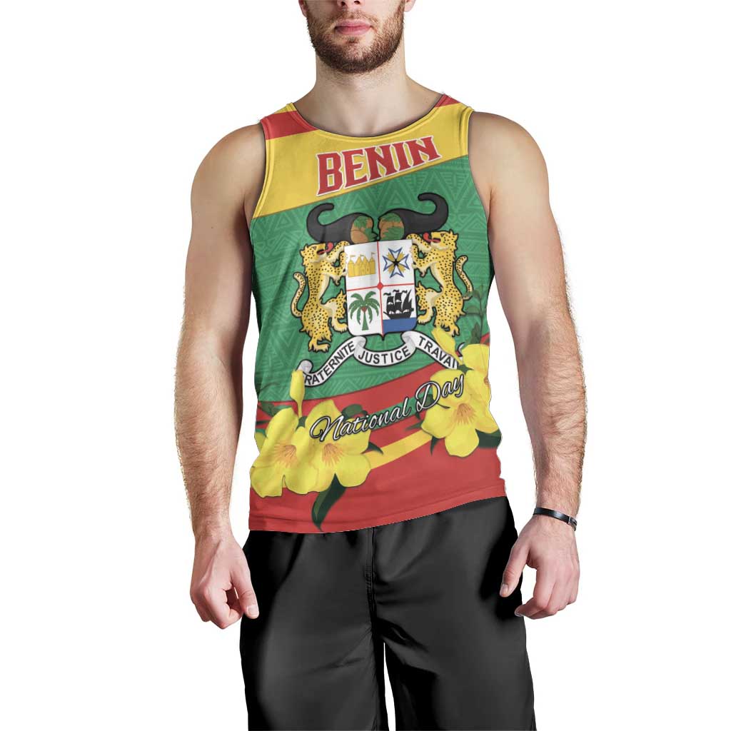 Personalised Benin National Day Men Tank Top Coat Of Arms Yellow Allamanda