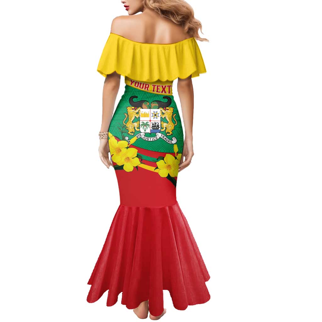 Personalised Benin National Day Mermaid Dress Coat Of Arms Yellow Allamanda