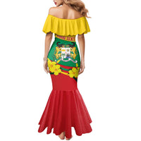 Personalised Benin National Day Mermaid Dress Coat Of Arms Yellow Allamanda