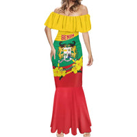 Personalised Benin National Day Mermaid Dress Coat Of Arms Yellow Allamanda