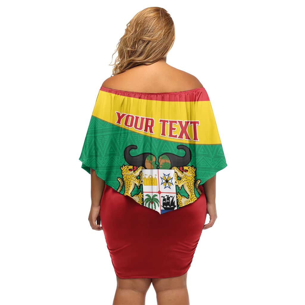 Personalised Benin National Day Off Shoulder Short Dress Coat Of Arms Yellow Allamanda
