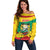 Personalised Benin National Day Off Shoulder Sweater Coat Of Arms Yellow Allamanda