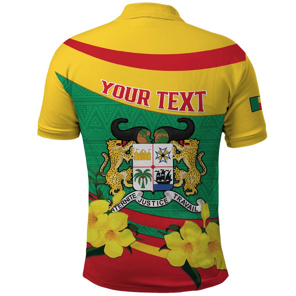 Personalised Benin National Day Polo Shirt Coat Of Arms Yellow Allamanda
