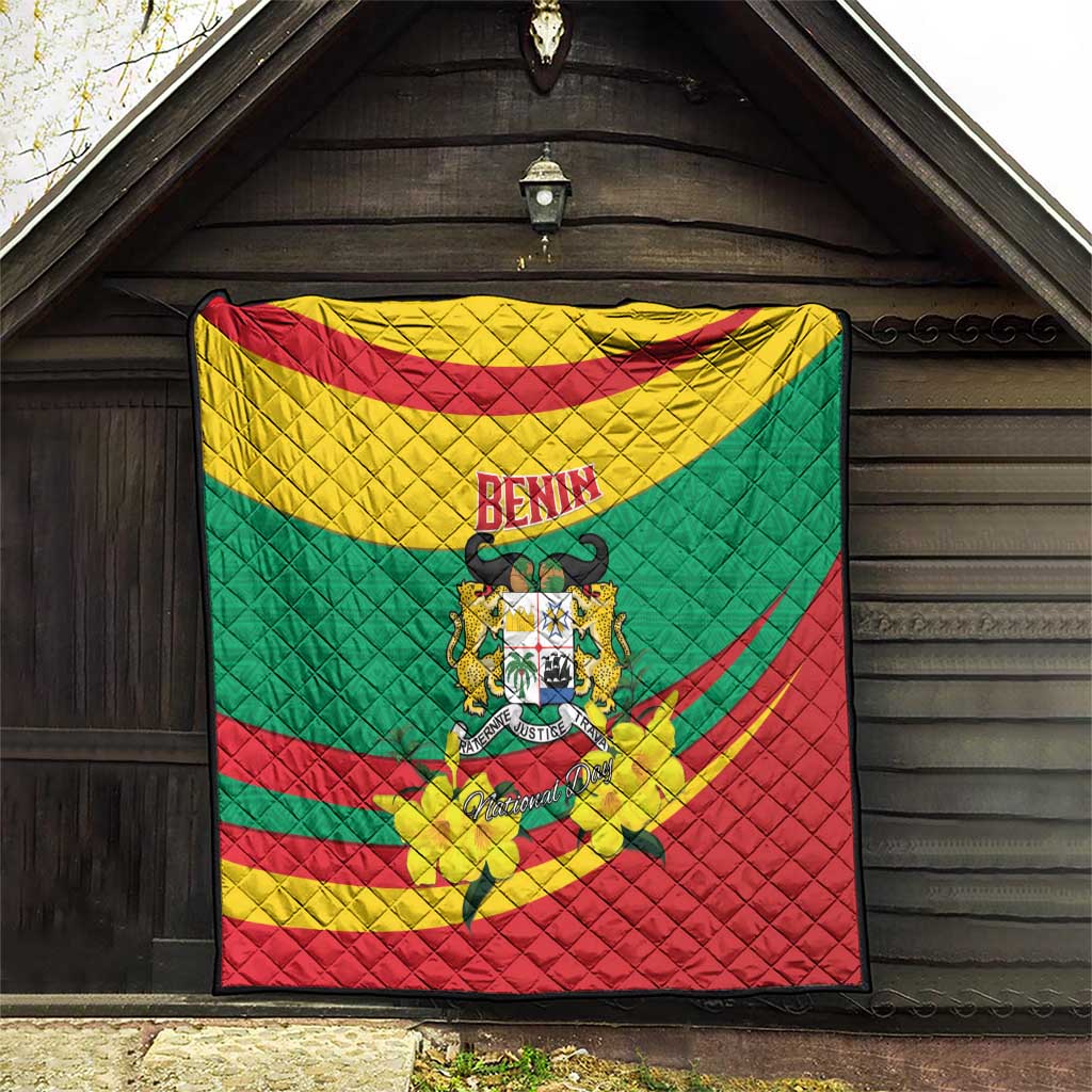 Benin National Day Quilt Coat Of Arms Yellow Allamanda