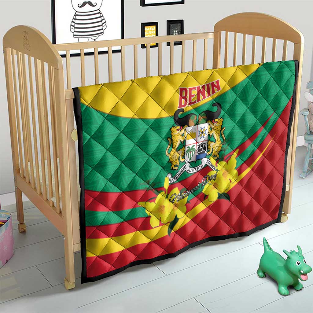 Benin National Day Quilt Coat Of Arms Yellow Allamanda