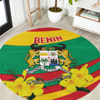 Benin National Day Round Carpet Coat Of Arms Yellow Allamanda