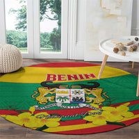Benin National Day Round Carpet Coat Of Arms Yellow Allamanda