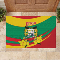 Benin National Day Rubber Doormat Coat Of Arms Yellow Allamanda
