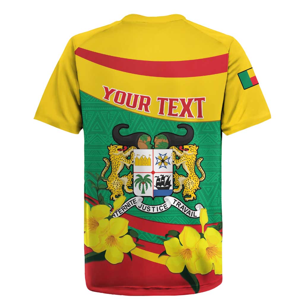 Personalised Benin National Day Rugby Jersey Coat Of Arms Yellow Allamanda