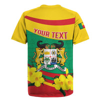 Personalised Benin National Day Rugby Jersey Coat Of Arms Yellow Allamanda