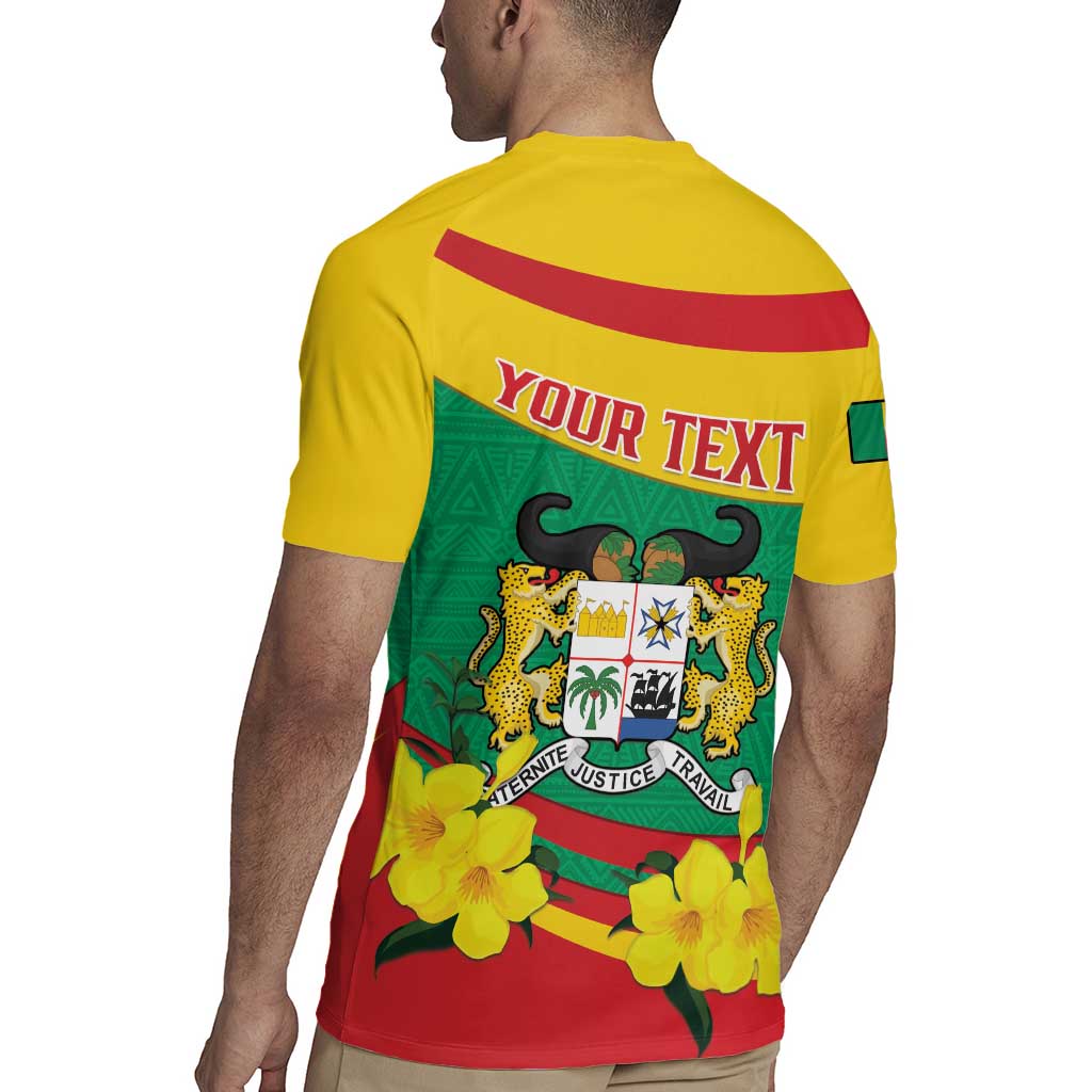 Personalised Benin National Day Rugby Jersey Coat Of Arms Yellow Allamanda