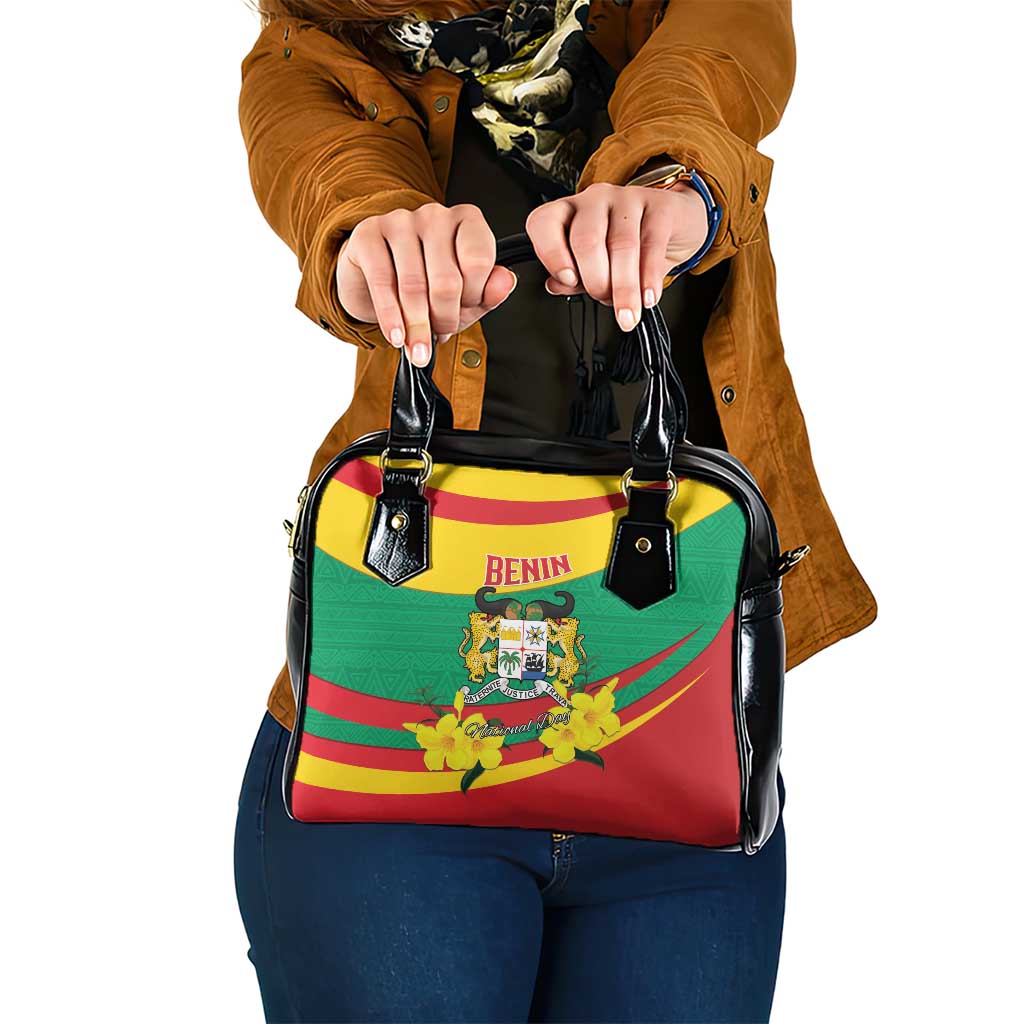 Benin National Day Shoulder Handbag Coat Of Arms Yellow Allamanda