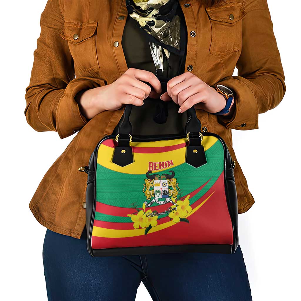 Benin National Day Shoulder Handbag Coat Of Arms Yellow Allamanda
