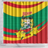 Benin National Day Shower Curtain Coat Of Arms Yellow Allamanda