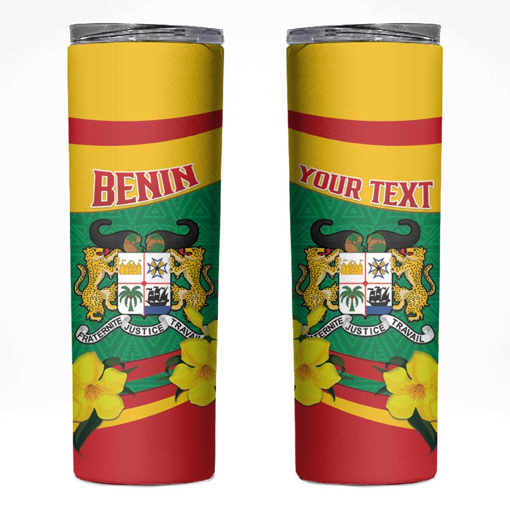 Personalised Benin National Day Skinny Tumbler Coat Of Arms Yellow Allamanda