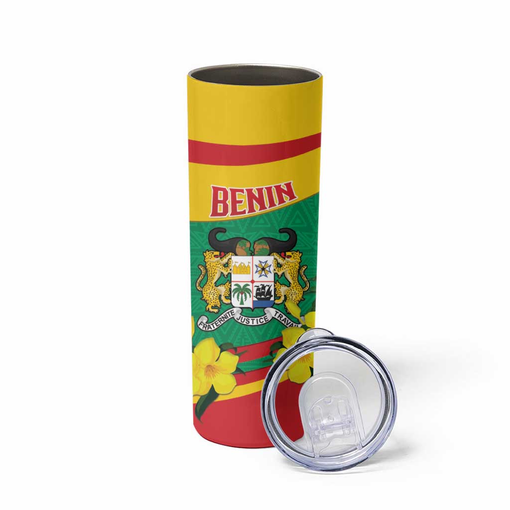 Personalised Benin National Day Skinny Tumbler Coat Of Arms Yellow Allamanda