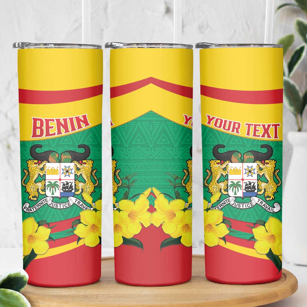 Personalised Benin National Day Skinny Tumbler Coat Of Arms Yellow Allamanda