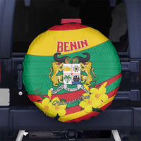 Benin National Day Spare Tire Cover Coat Of Arms Yellow Allamanda