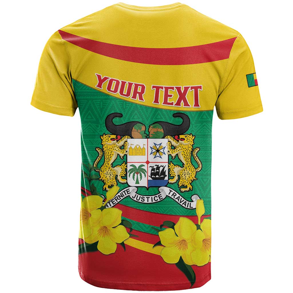 Personalised Benin National Day T Shirt Coat Of Arms Yellow Allamanda