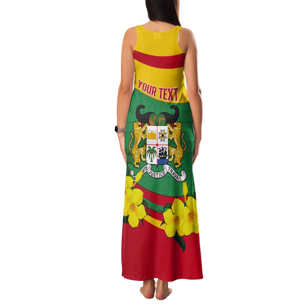 Personalised Benin National Day Tank Maxi Dress Coat Of Arms Yellow Allamanda