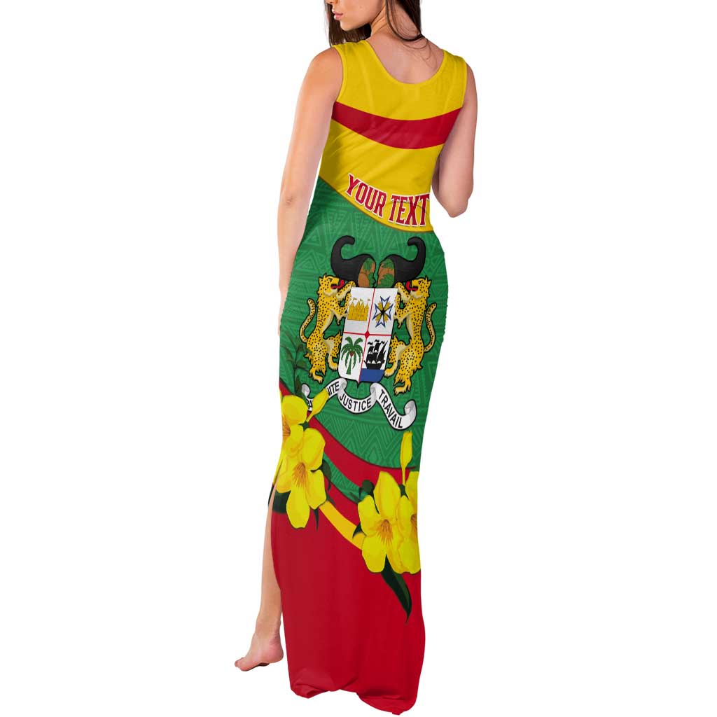 Personalised Benin National Day Tank Maxi Dress Coat Of Arms Yellow Allamanda