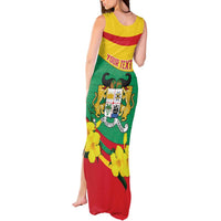 Personalised Benin National Day Tank Maxi Dress Coat Of Arms Yellow Allamanda