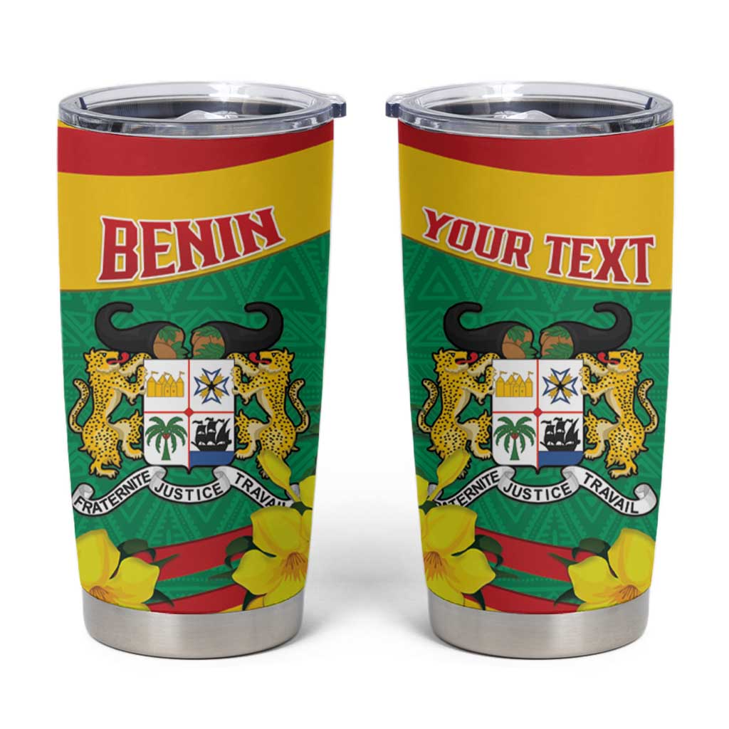 Personalised Benin National Day Tumbler Cup Coat Of Arms Yellow Allamanda
