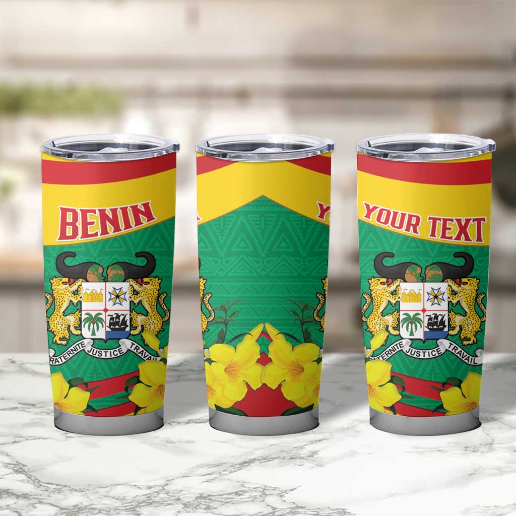 Personalised Benin National Day Tumbler Cup Coat Of Arms Yellow Allamanda