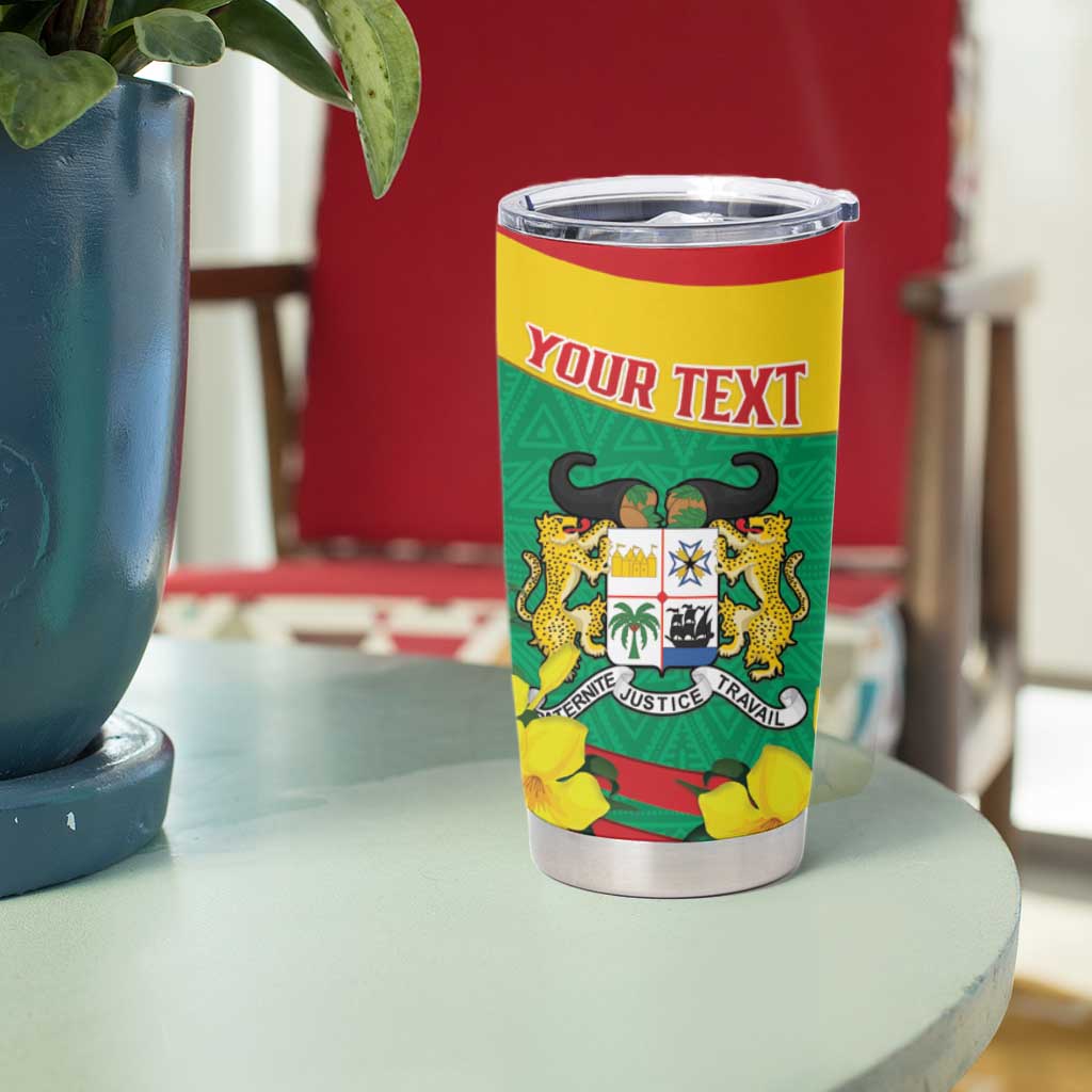 Personalised Benin National Day Tumbler Cup Coat Of Arms Yellow Allamanda