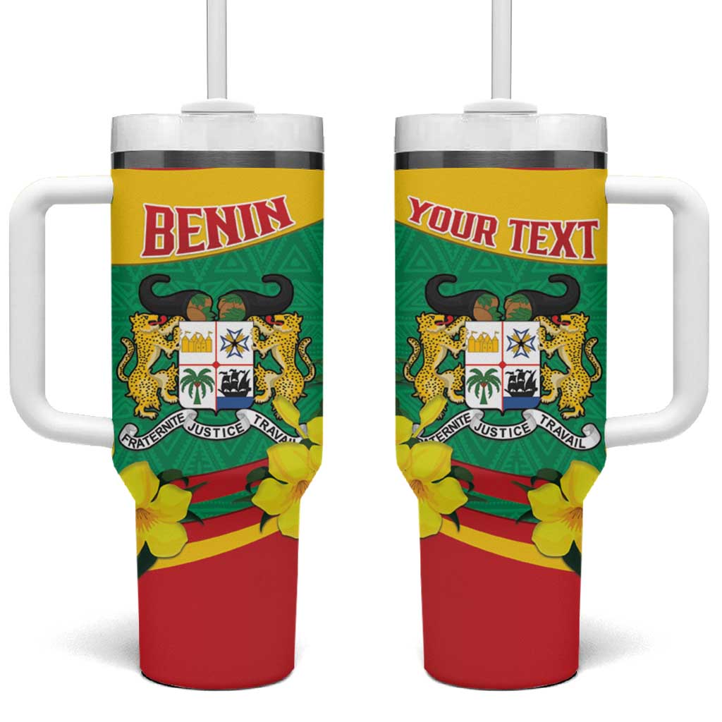 Personalised Benin National Day Tumbler With Handle Coat Of Arms Yellow Allamanda