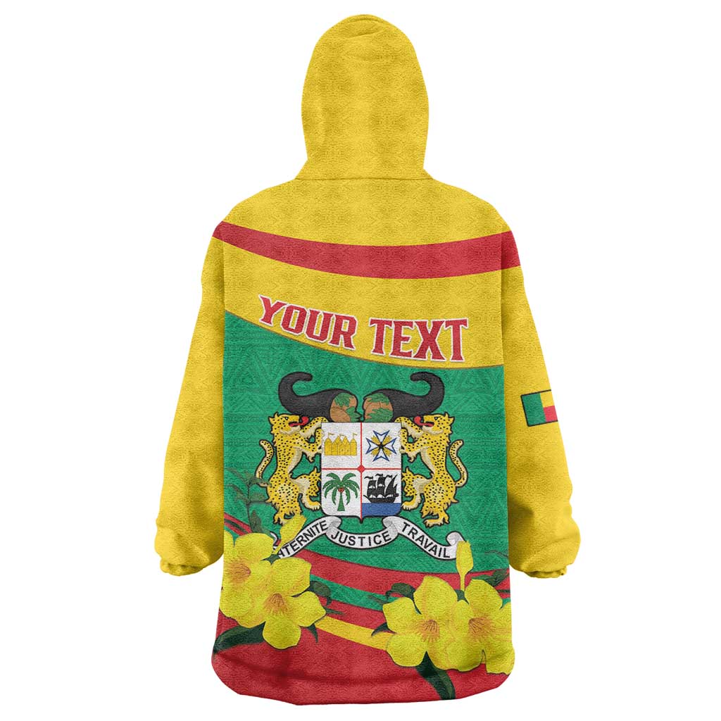 Personalised Benin National Day Wearable Blanket Hoodie Coat Of Arms Yellow Allamanda