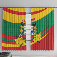 Benin National Day Window Curtain Coat Of Arms Yellow Allamanda