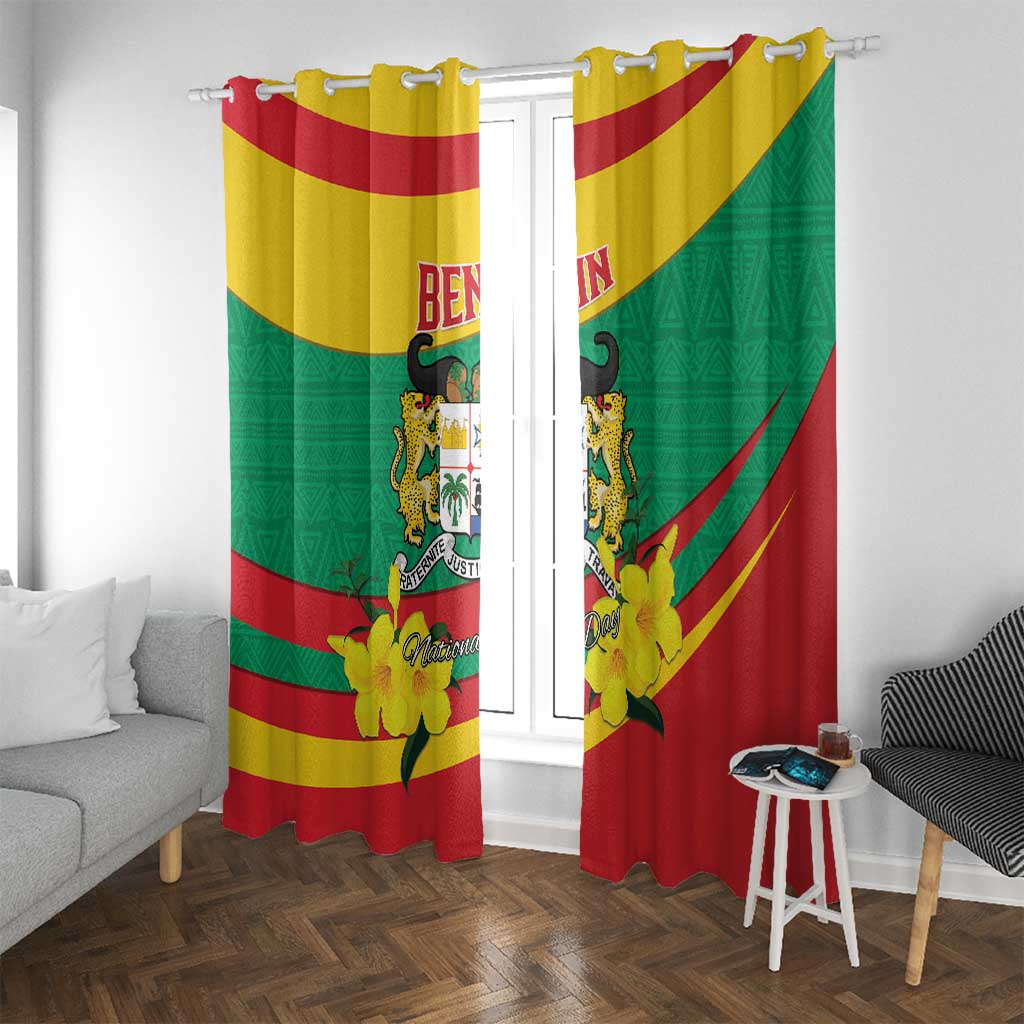Benin National Day Window Curtain Coat Of Arms Yellow Allamanda