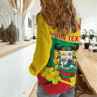 Personalised Benin National Day Women Casual Shirt Coat Of Arms Yellow Allamanda