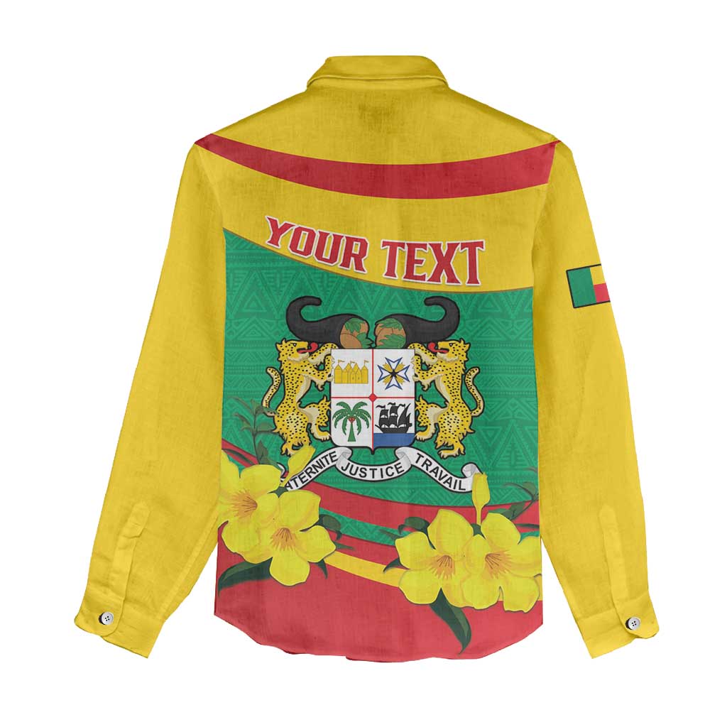 Personalised Benin National Day Women Casual Shirt Coat Of Arms Yellow Allamanda